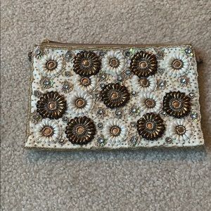 vintage beaded clutch with floral design